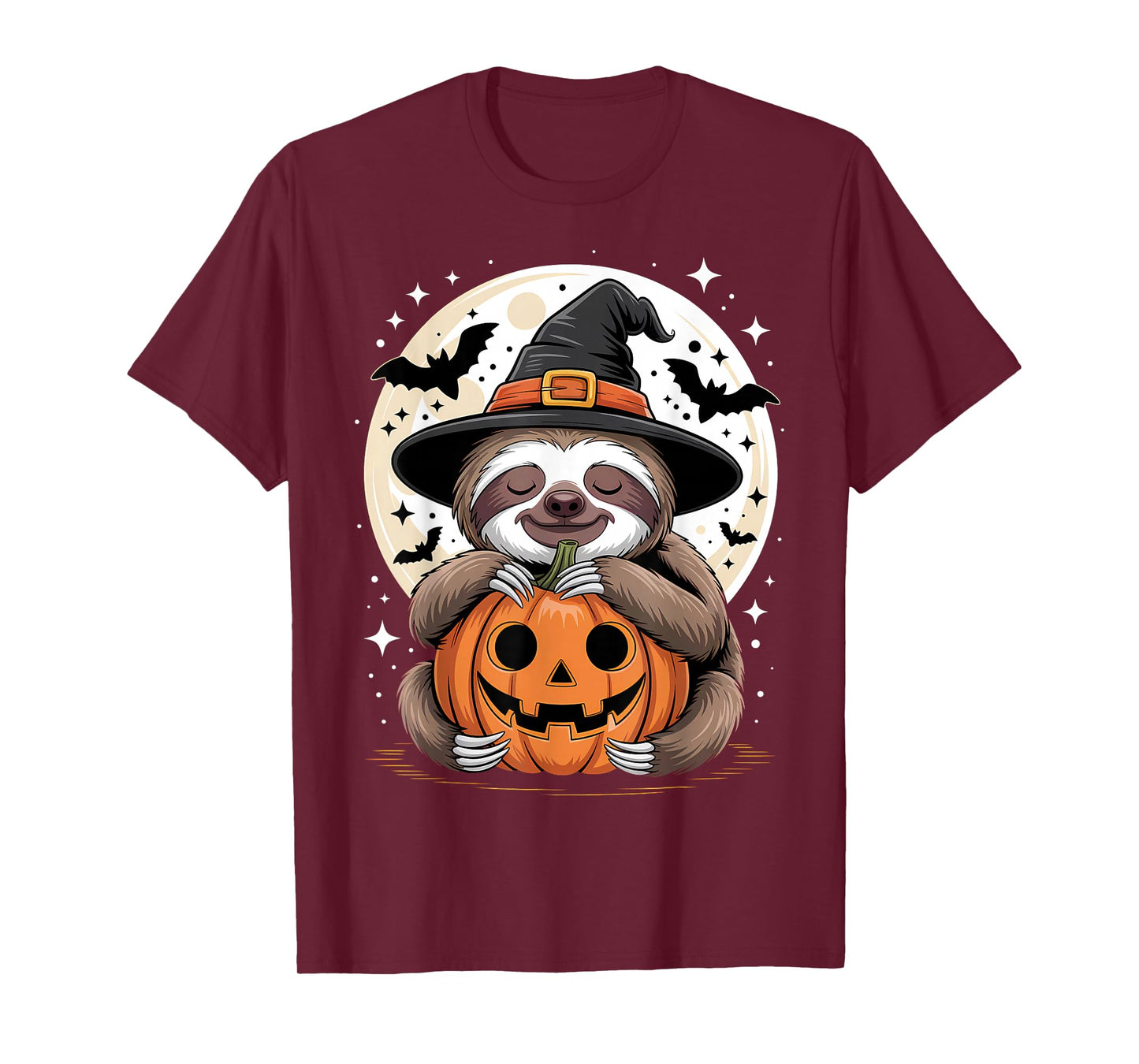 Halloween Sloth Witch Hat Pumpkin Spooky T-Shirt