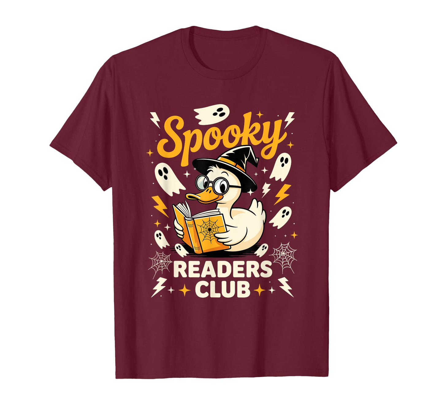Spooky Readers Club Duck Witch Ghosts Halloween Book Lover T-Shirt