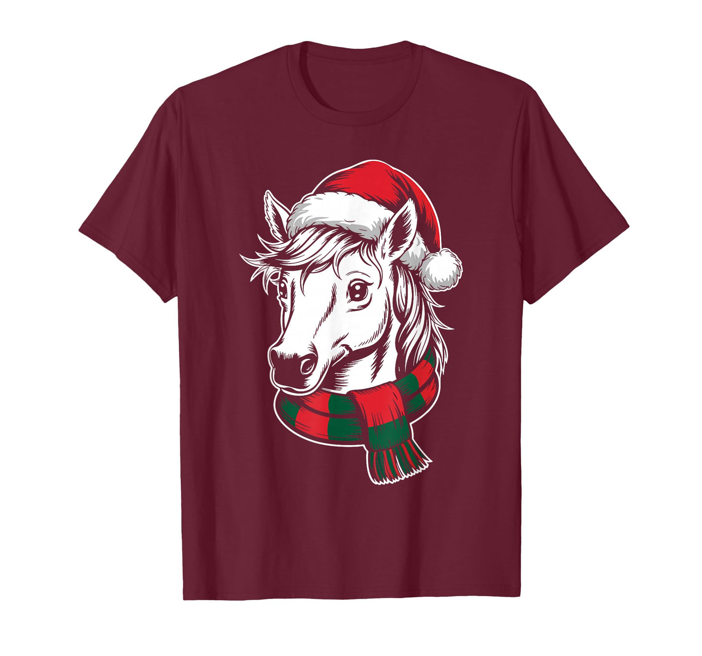 Unicorn Xmas Santa Hat Scarf Christmas Costume T-Shirt