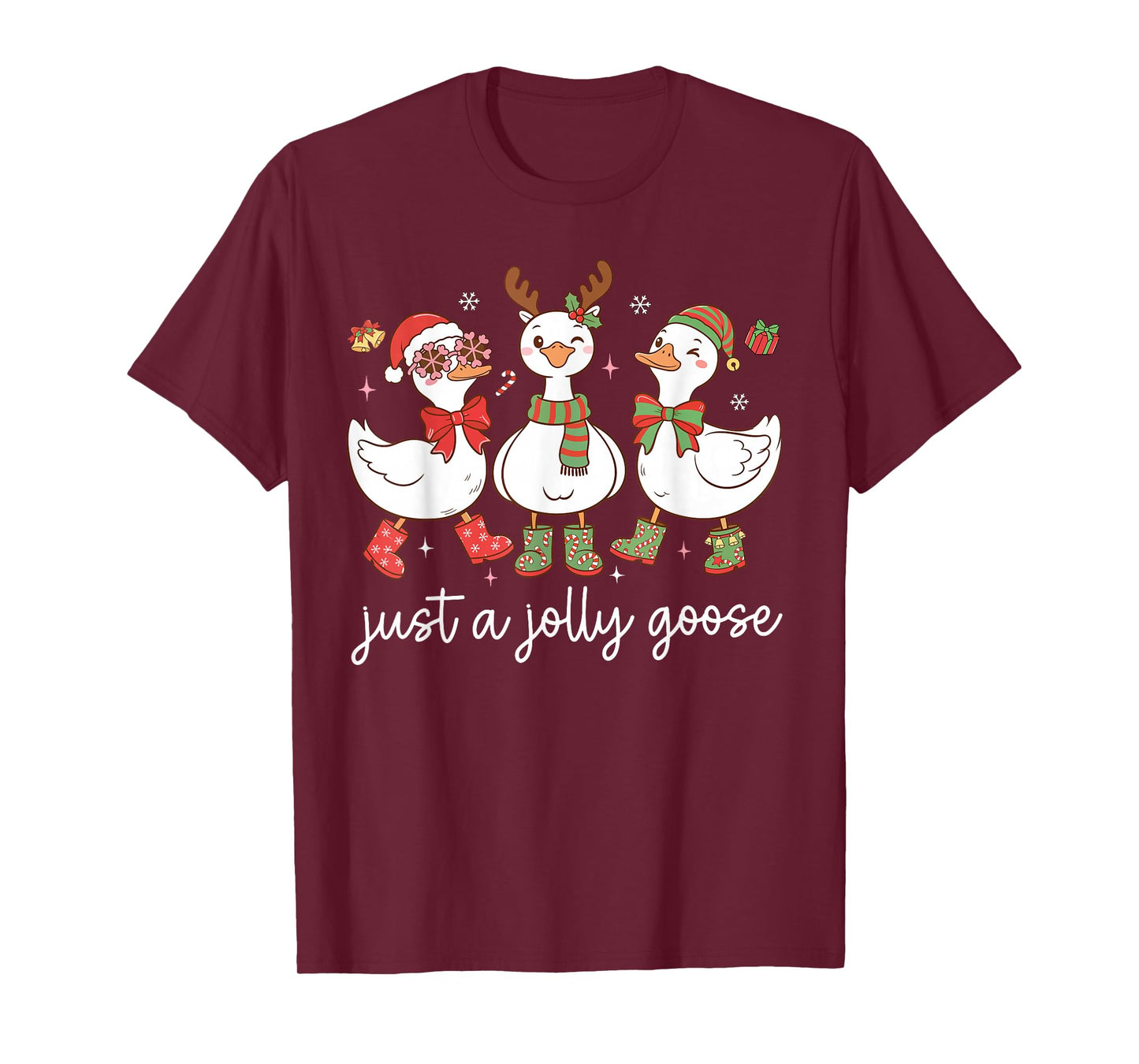 Just A Jolly Goose Santa Squad Christmas Snowflake Holiday T-Shirt