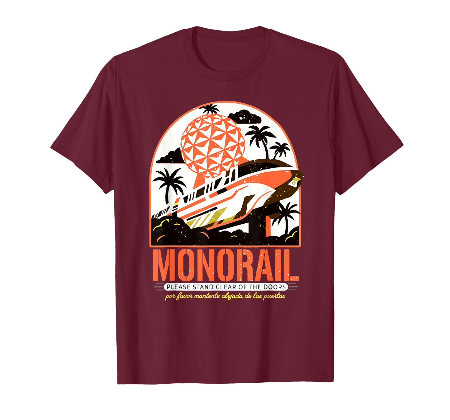 Monorail, Please Stand Clear of The Doors, Theme Park, Retro T-Shirt