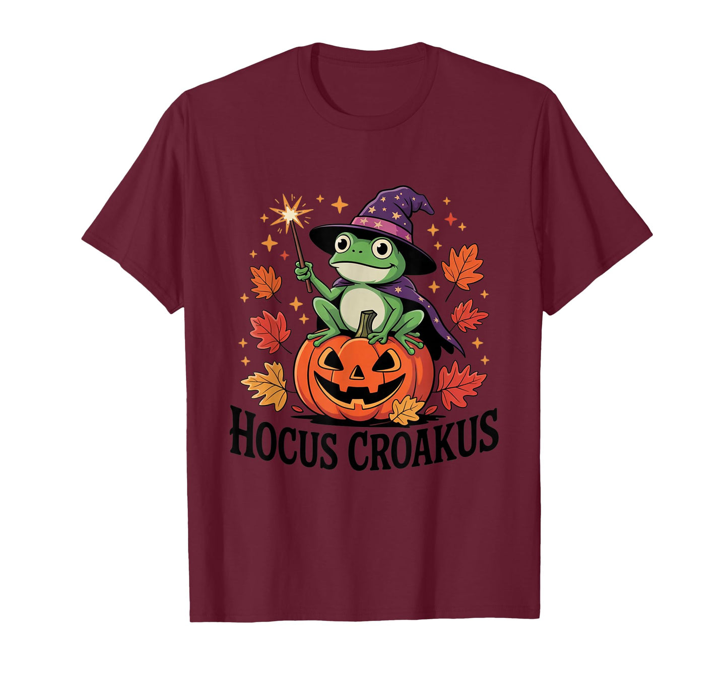 Hocus Croakus Pumpkin Wizard Frog Funny Halloween Witch T-Shirt