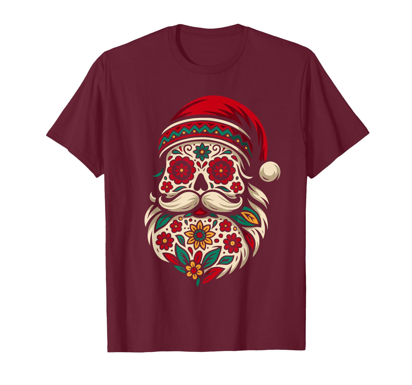 Cool Sugar Skull Santa Shirt Men, Mexican Santa Christmas T-Shirt