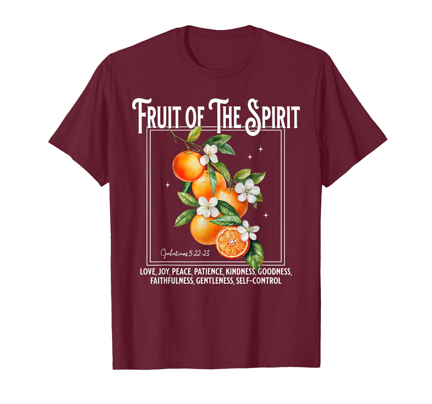 Christian Fruit Of The Spirit Vintage Fruit Orange Flower T-Shirt
