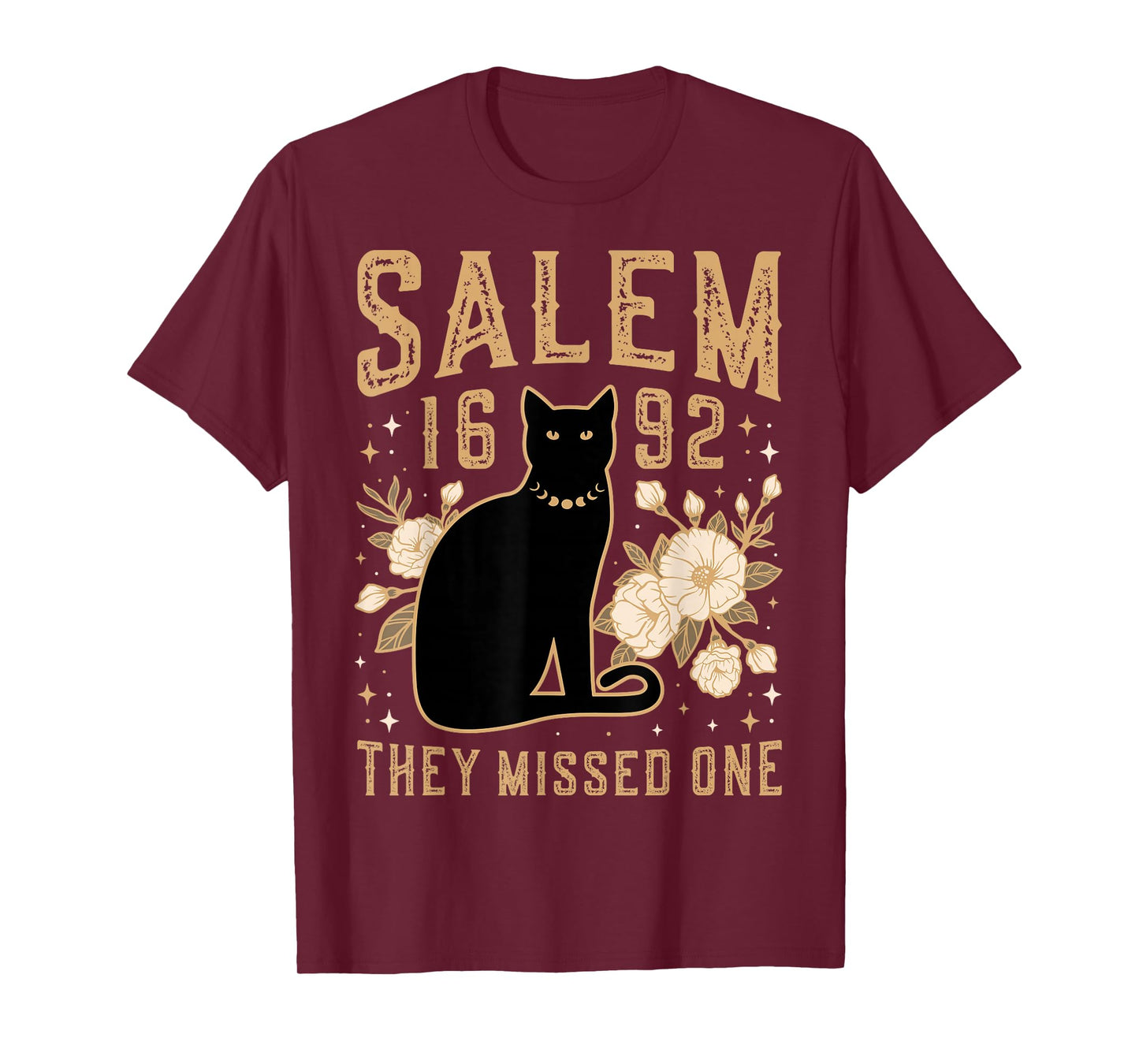Salem 1692 They Missed One Witch Trial Black Cat Moon Witchy T-Shirt