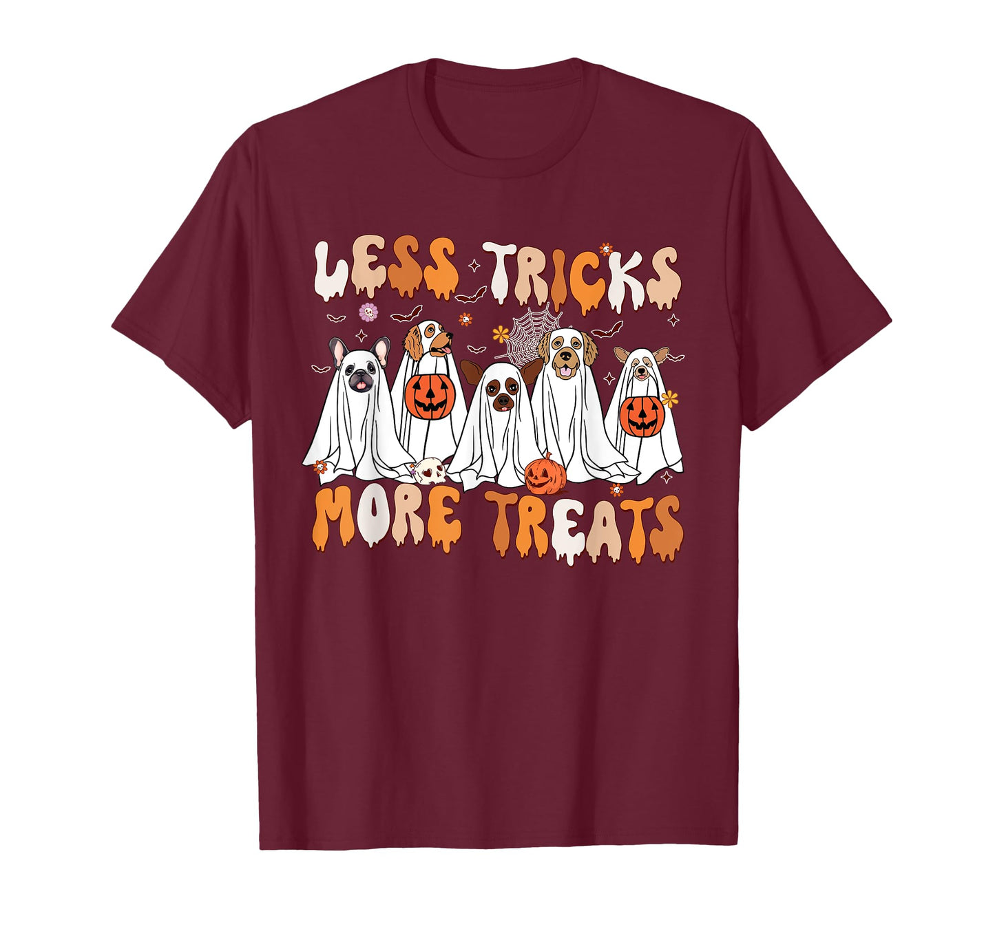 Less Tricks More Treats Spooky Ghost Dogs Vet Tech T-Shirt