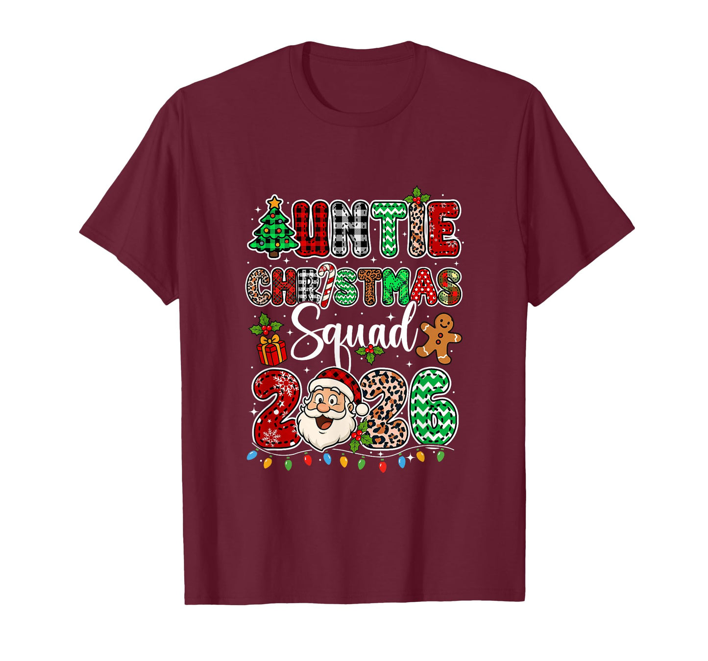 Auntie Christmas Crew 2026 Leopard Funny Santa Family Group T-Shirt