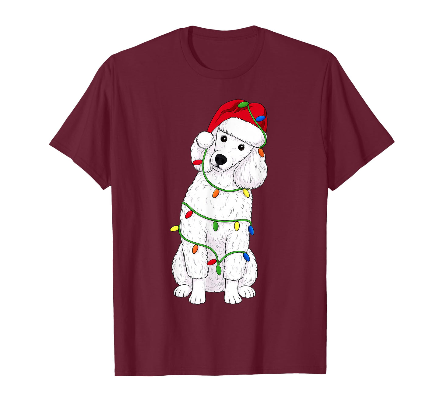 Poodle Christmas Tree Lights Holiday Dog Lover T-Shirt
