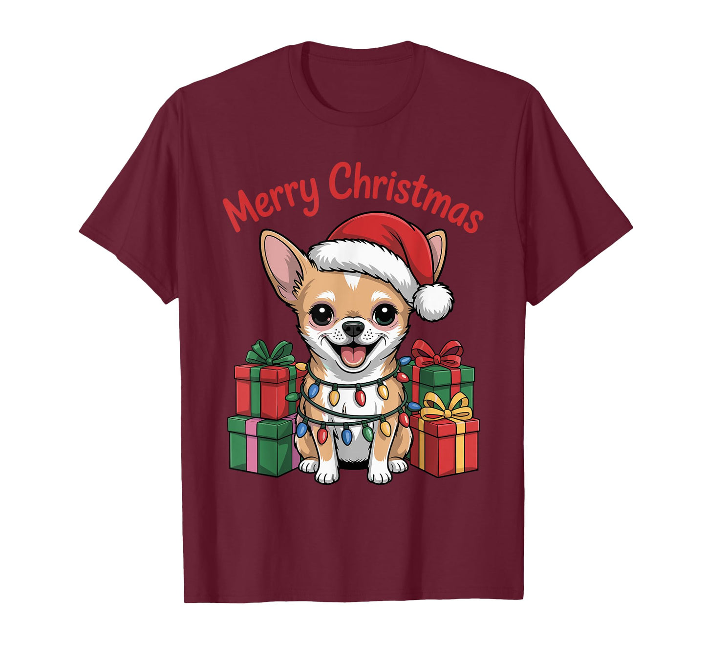 Cute Chihuahua Christmas Xmas Design Funny Dog Lover Holiday T-Shirt