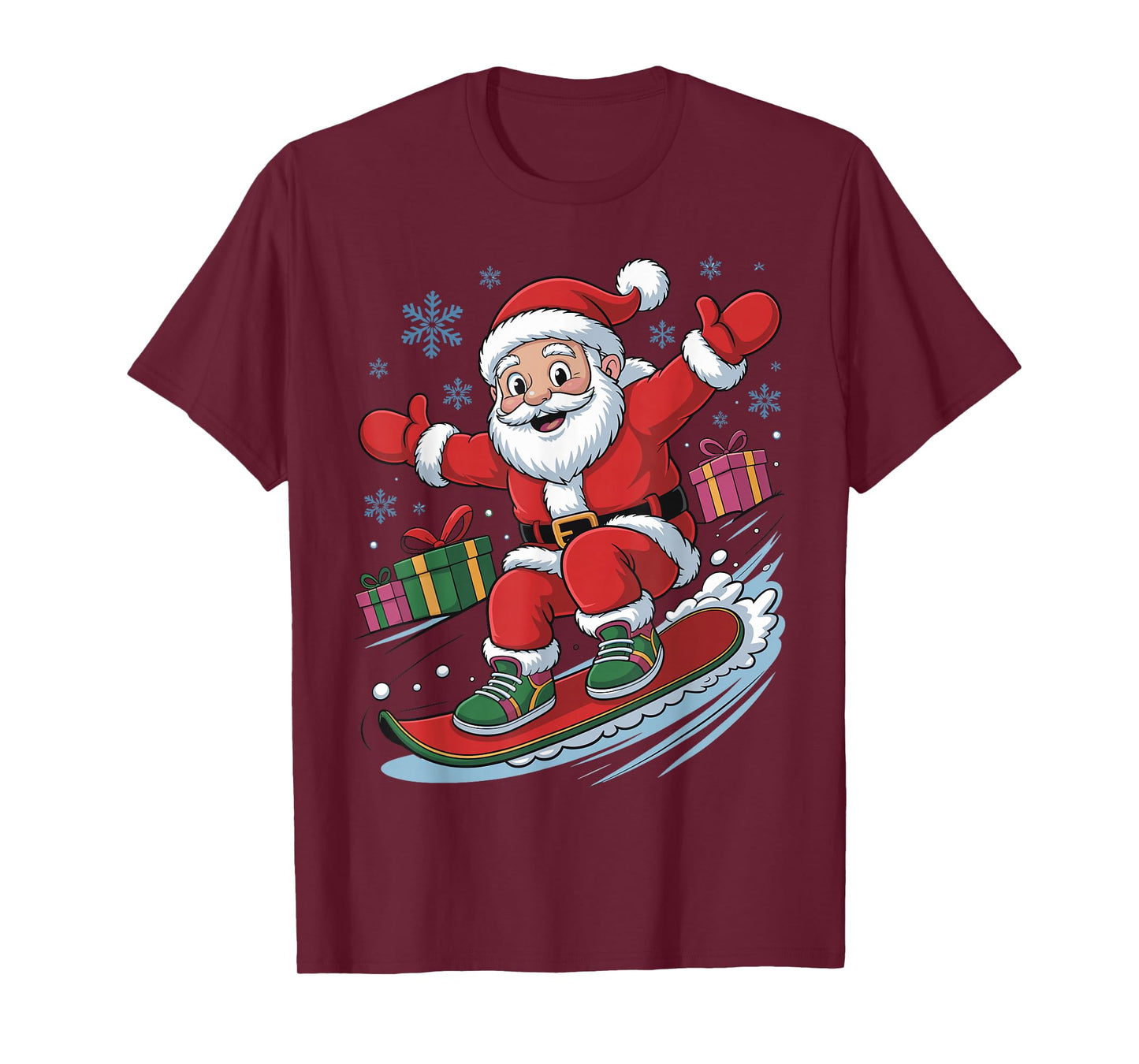 Funny Santa Snowboarding Lover Holiday Christmas Xmas Pajama T-Shirt