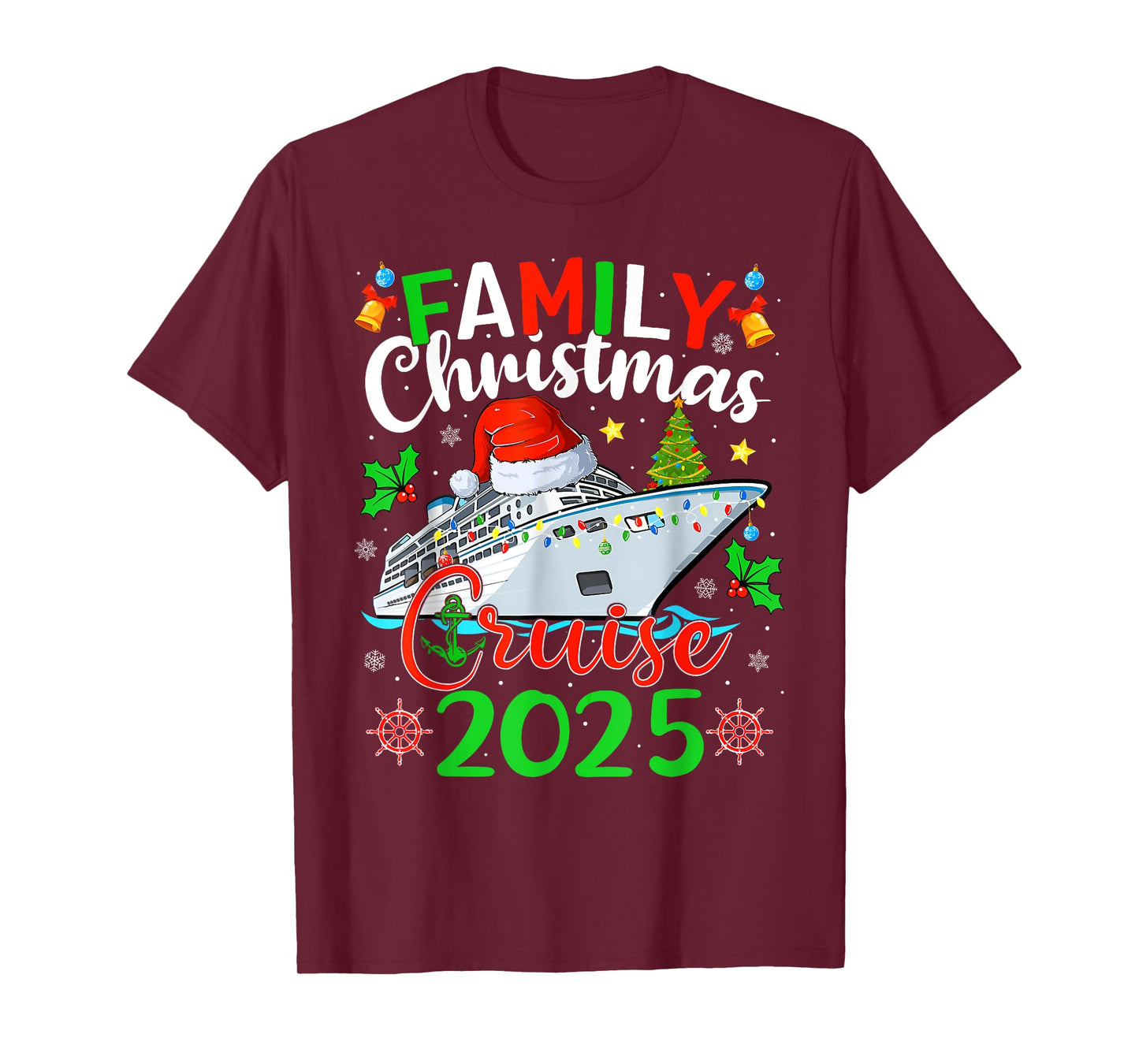Family Christmas Cruise 2025 Xmas Lights Pajamas Holiday T-Shirt