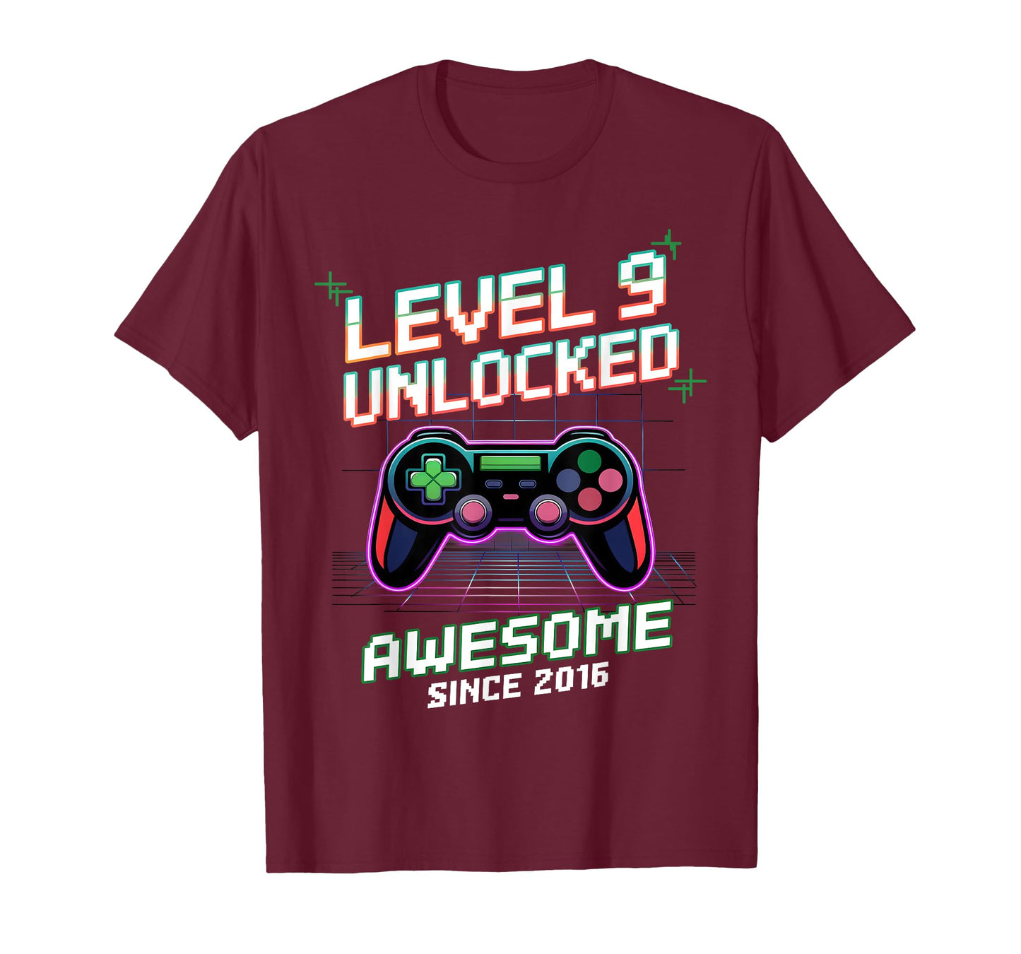 Level 9 Unlocked Awesome Since 2016 9th Birthday Boy Gaming T-Shirt