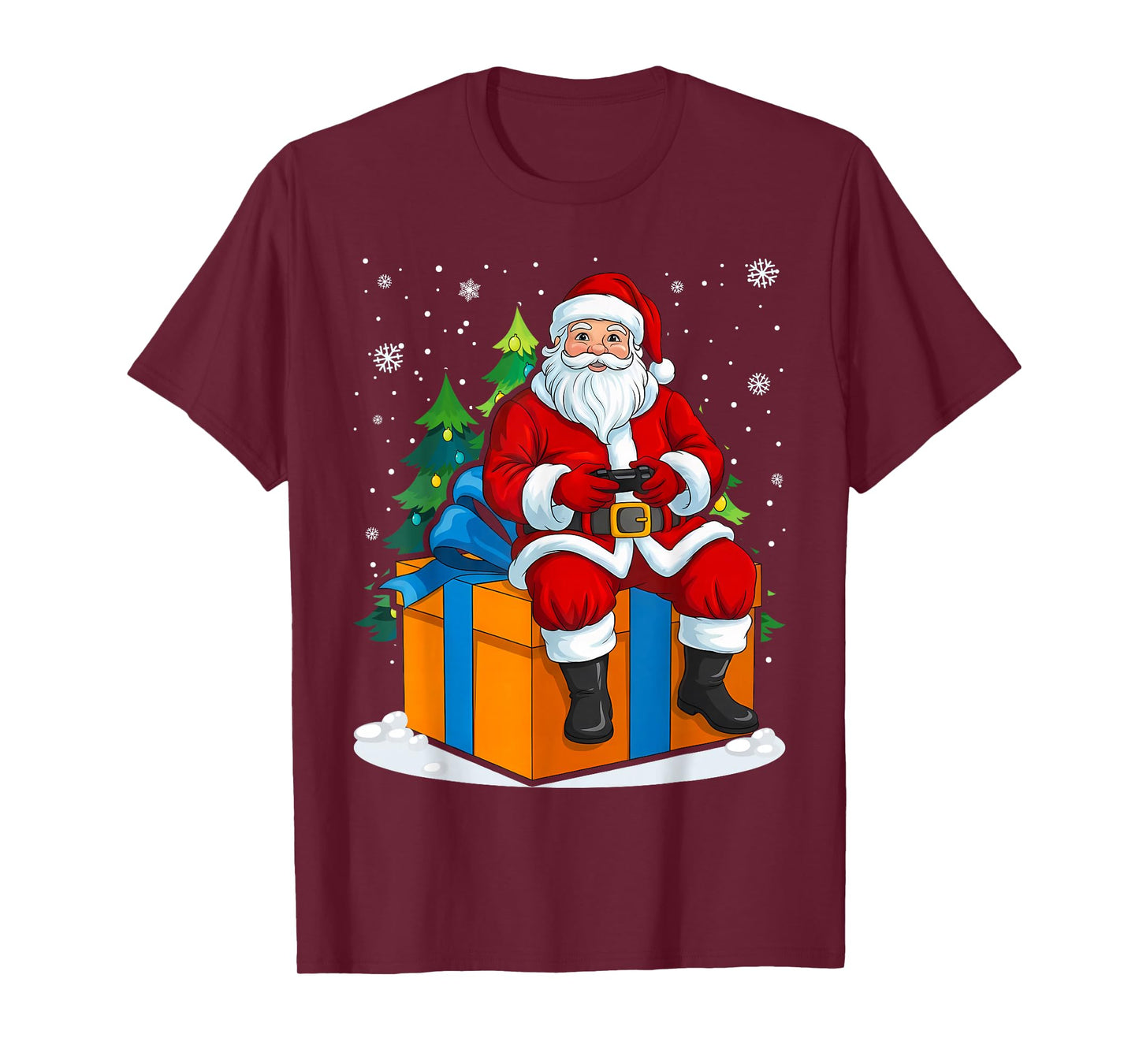 Gamer Santa Playing Video Games Kids Boys Men Christmas T-Shirt