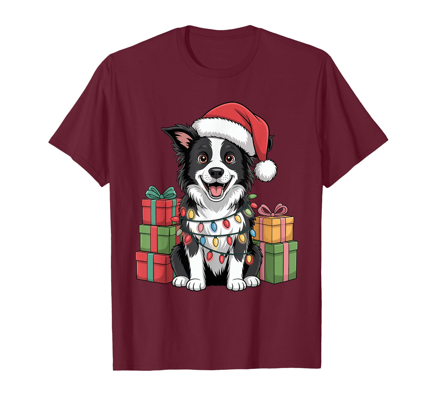 Cute Border Collie Christmas Design Funny Dog Lover Holiday T-Shirt