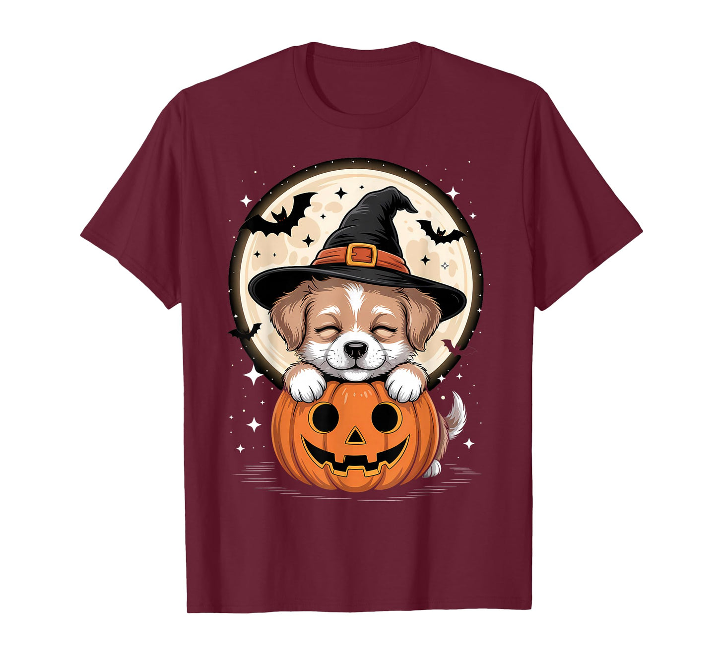 Halloween Puppy Dog Witch Hat Pumpkin Spooky T-Shirt