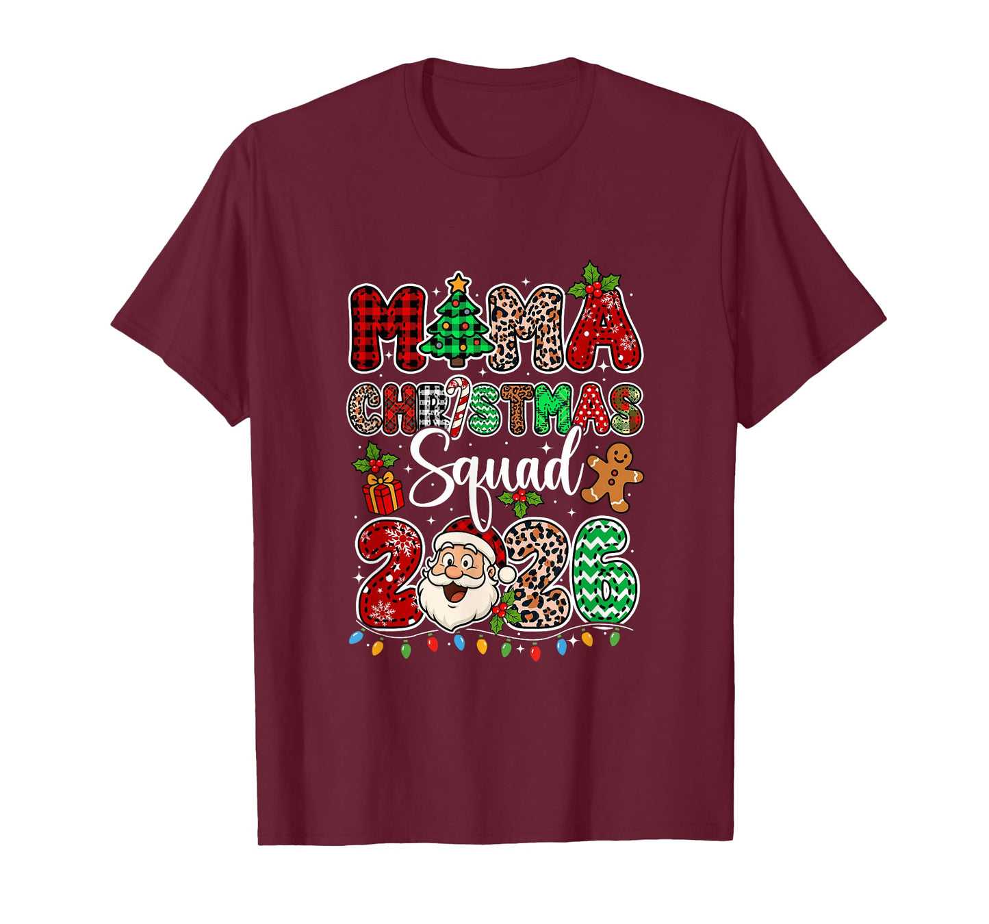 Mama Christmas Crew 2026 Leopard Funny Santa Family Group T-Shirt