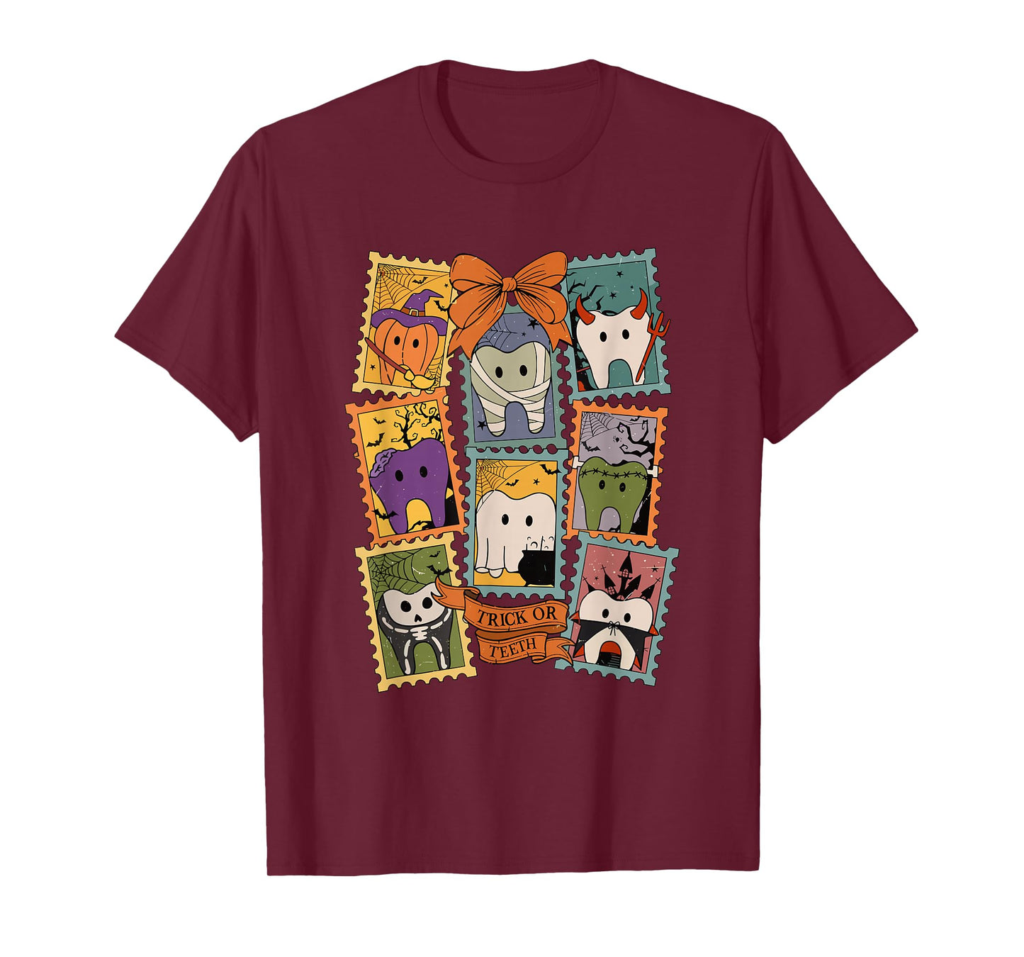Trick or Teeth Dentist Dental Halloween Ghost Dental Crew T-Shirt
