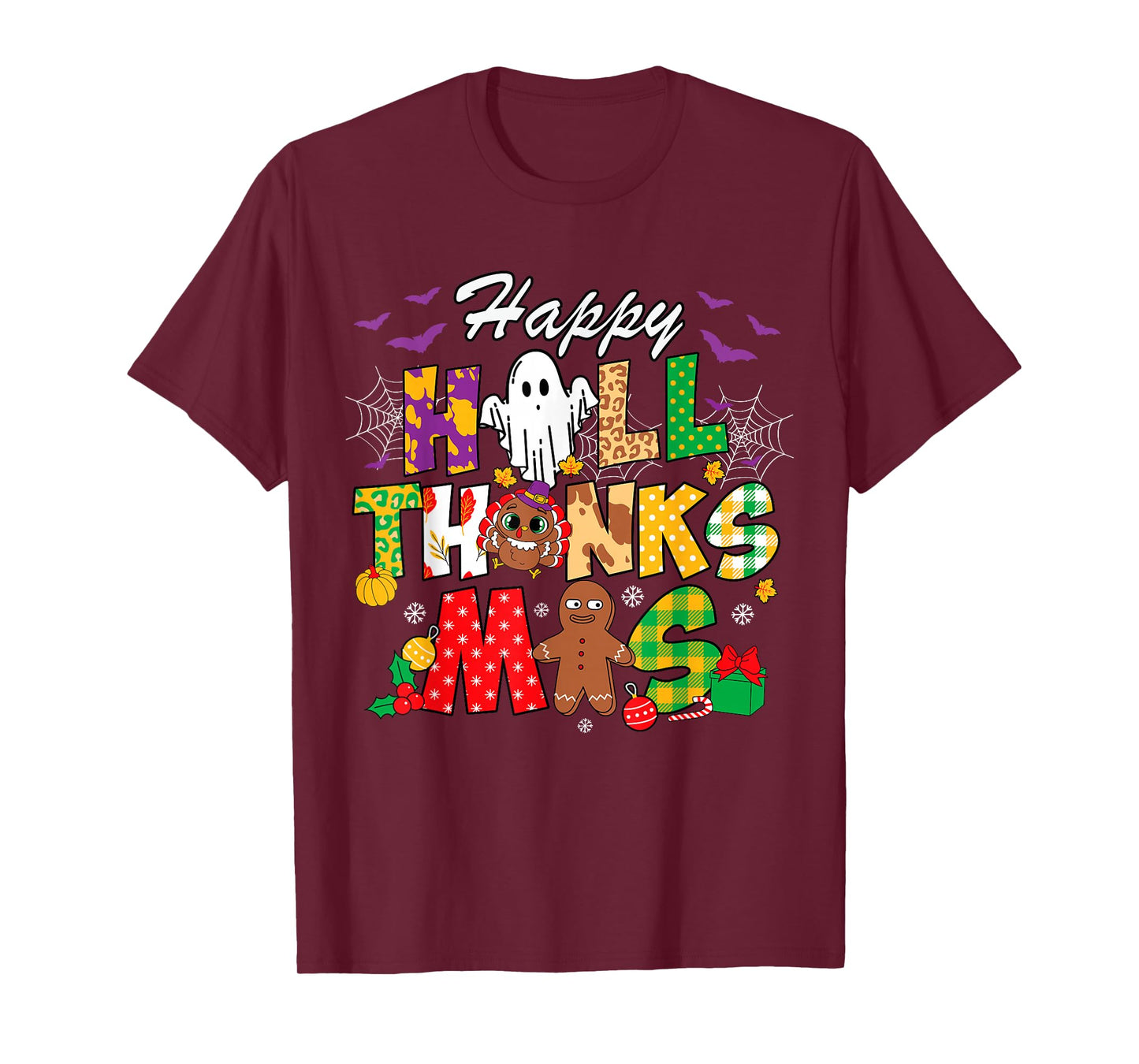 Happy Hallothanksmas Halloween Thanksgiving Christmas Day T-Shirt