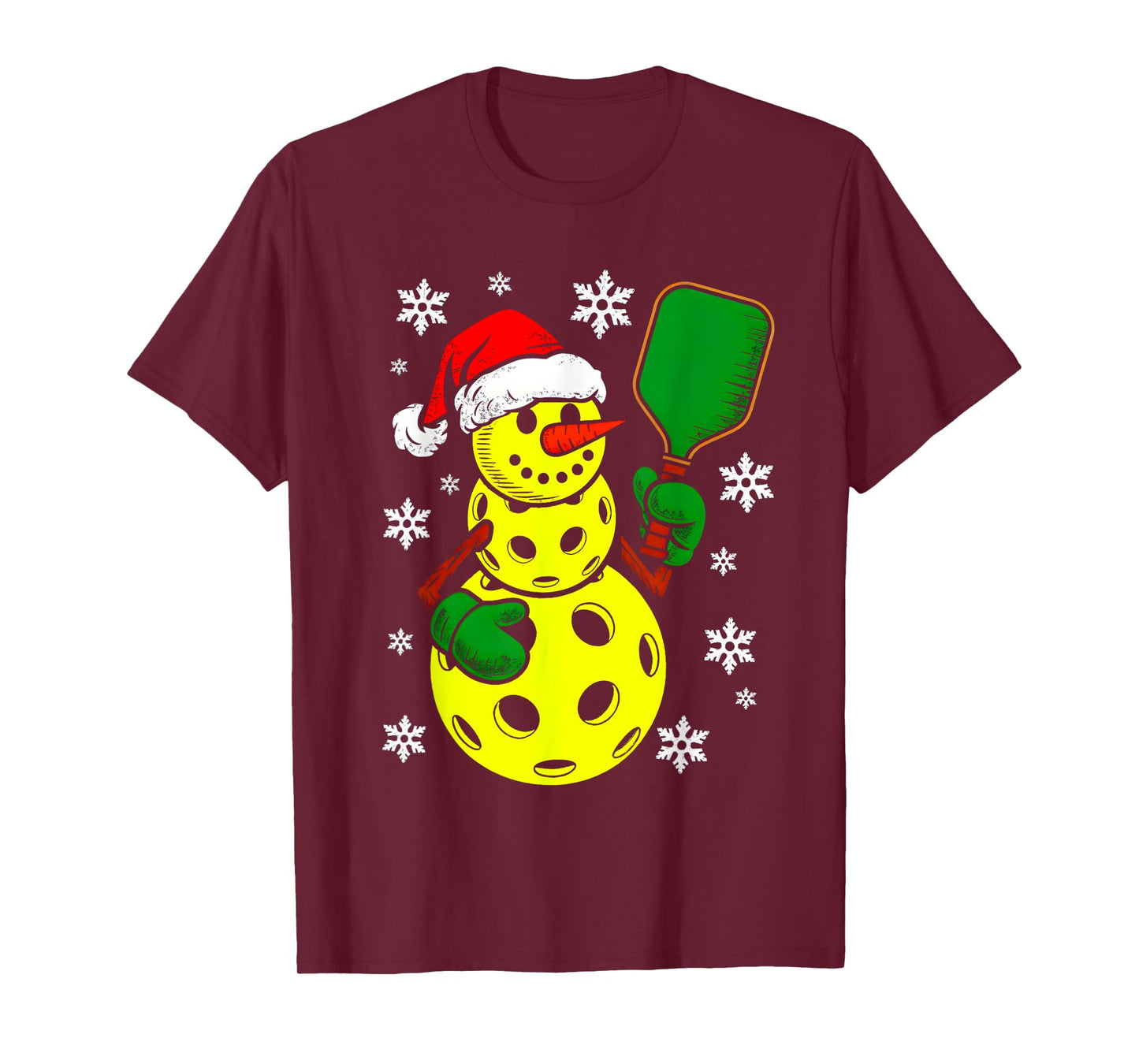 Pickleball Santa Hat Snowman Xmas Funny Pickleball Christmas T-Shirt