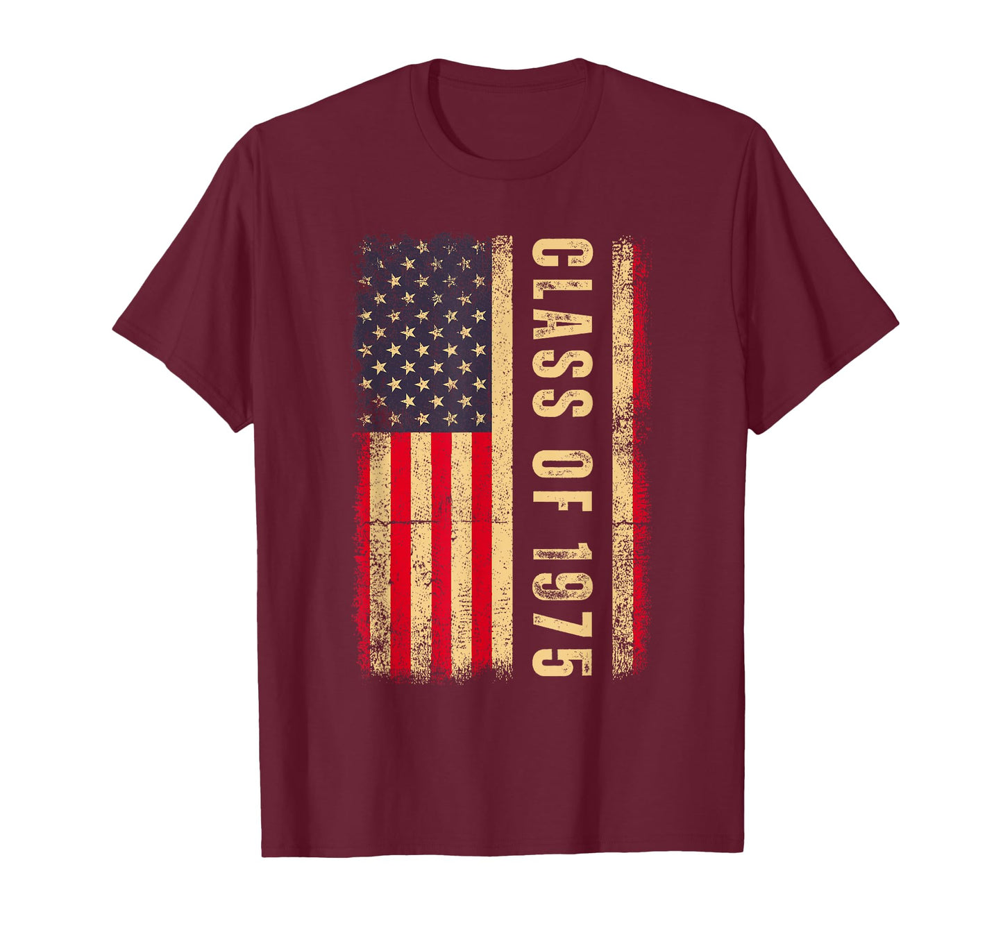 Vintage USA American Flag Class of 1975 Reunion High School T-Shirt