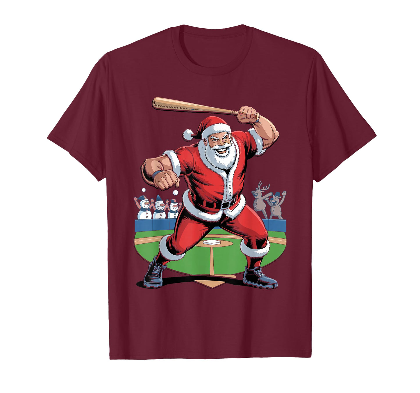 Funny Santa Playing Baseball Holiday Christmas Xmas Pajama T-Shirt