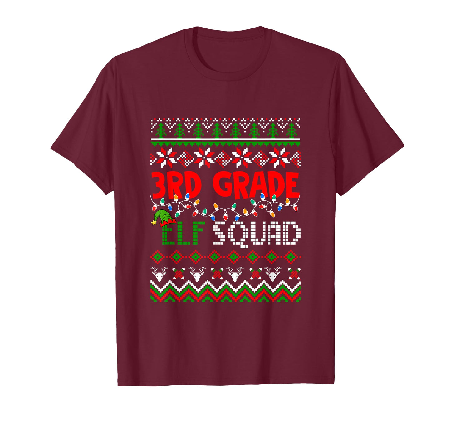 3rd Grade Elf Squad Christmas Sweater Students Teachers T-Shirt