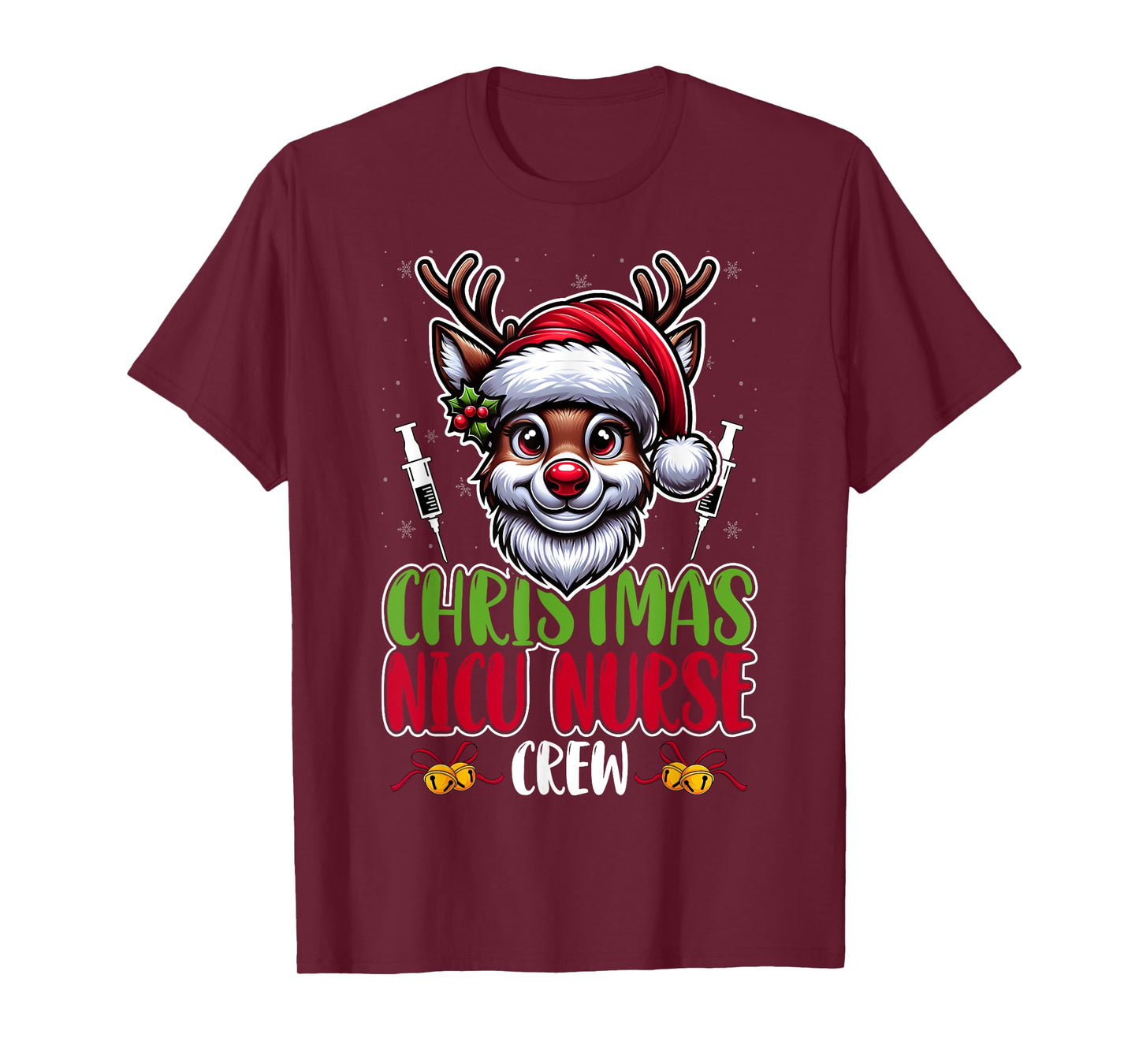Christmas NICU Nurse Crew Reindeer Santa Design Christmas T-Shirt