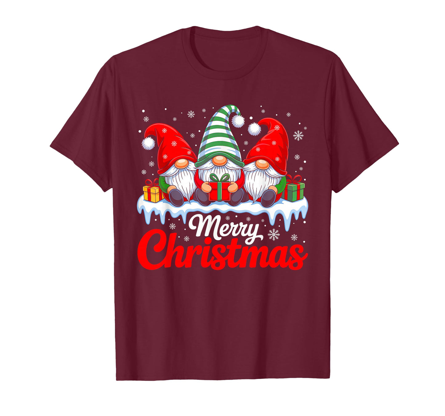 Merry Christmas Gnomes Red Santa Hat Xmas Family Men Women T-Shirt