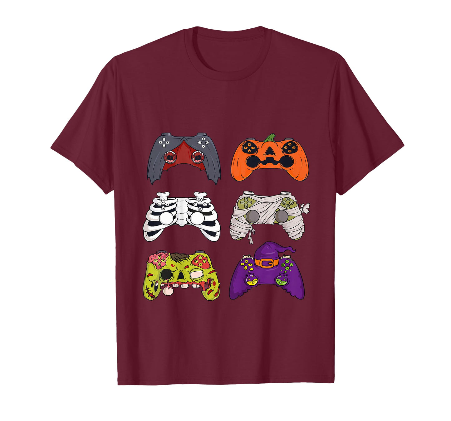 Kids Halloween Skeleton Spooky Video Game Gaming Controller Funny T-Shirt