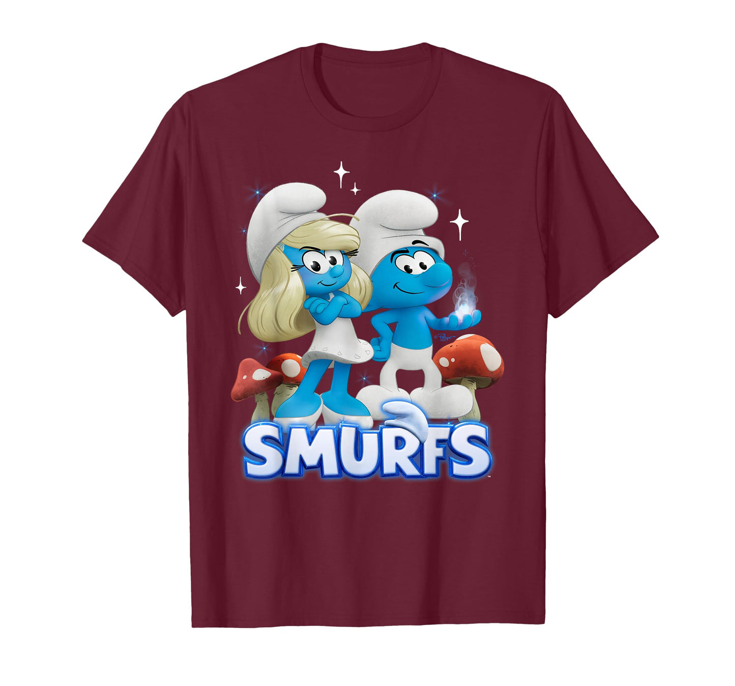 Smurfs Movie Smurfette and No Name Portrait Cartoon T-Shirt