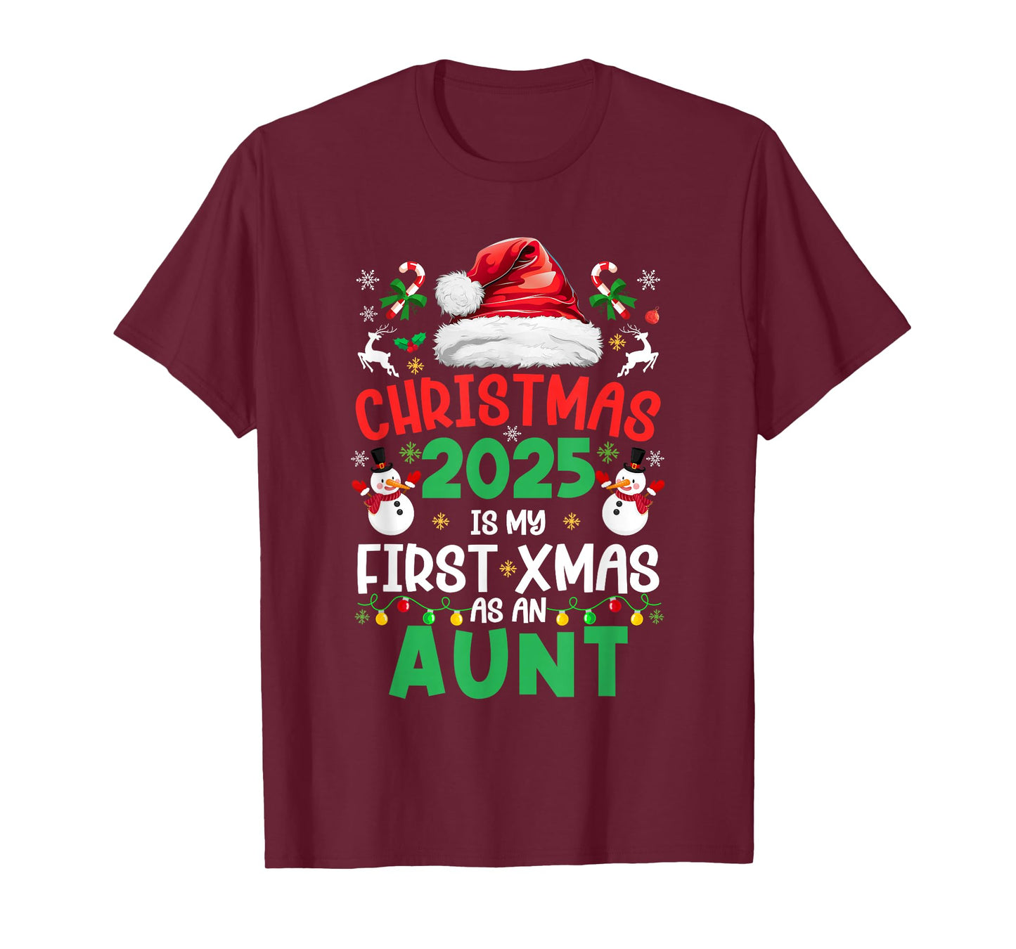 Funny Christmas 2025 is My First Xmas As an Aunt Family T-Shirt