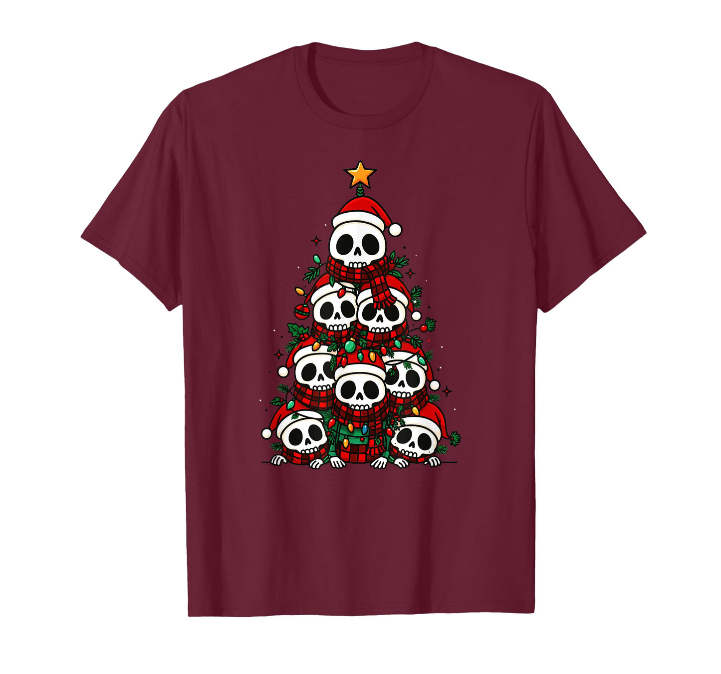 Skulls Christmas Tree Halloween Xmas Santa Boys Girls T-Shirt