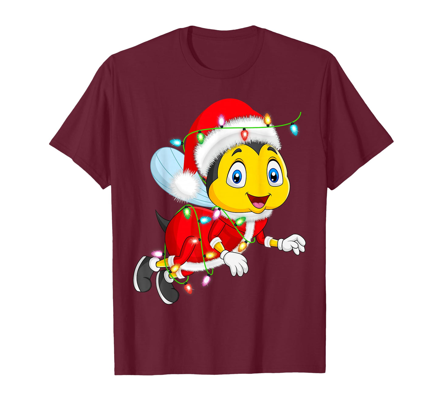 Bees Christmas Lights Santa Costume Cute Animal Xmas T-Shirt