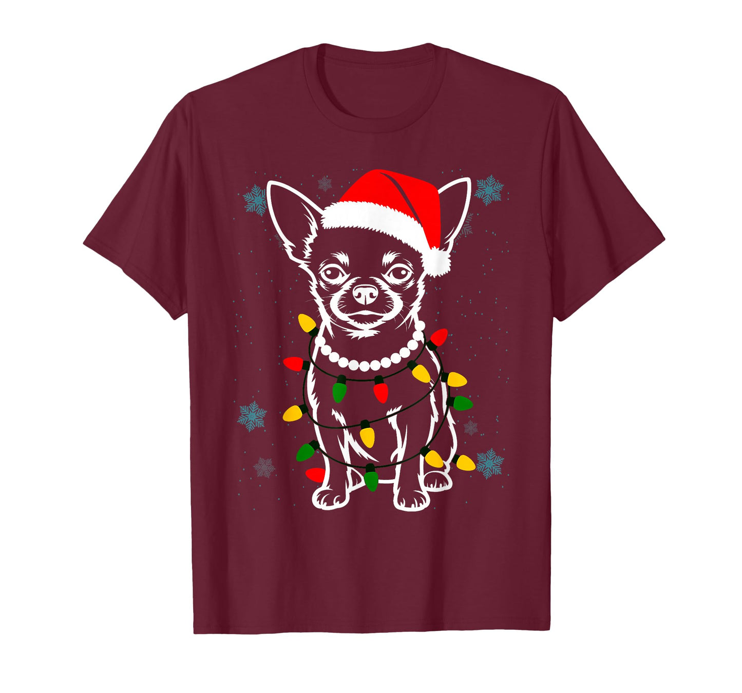Chihuahua Christmas Tree Lights X-Mas Cute Dog Puppy Santa T-Shirt