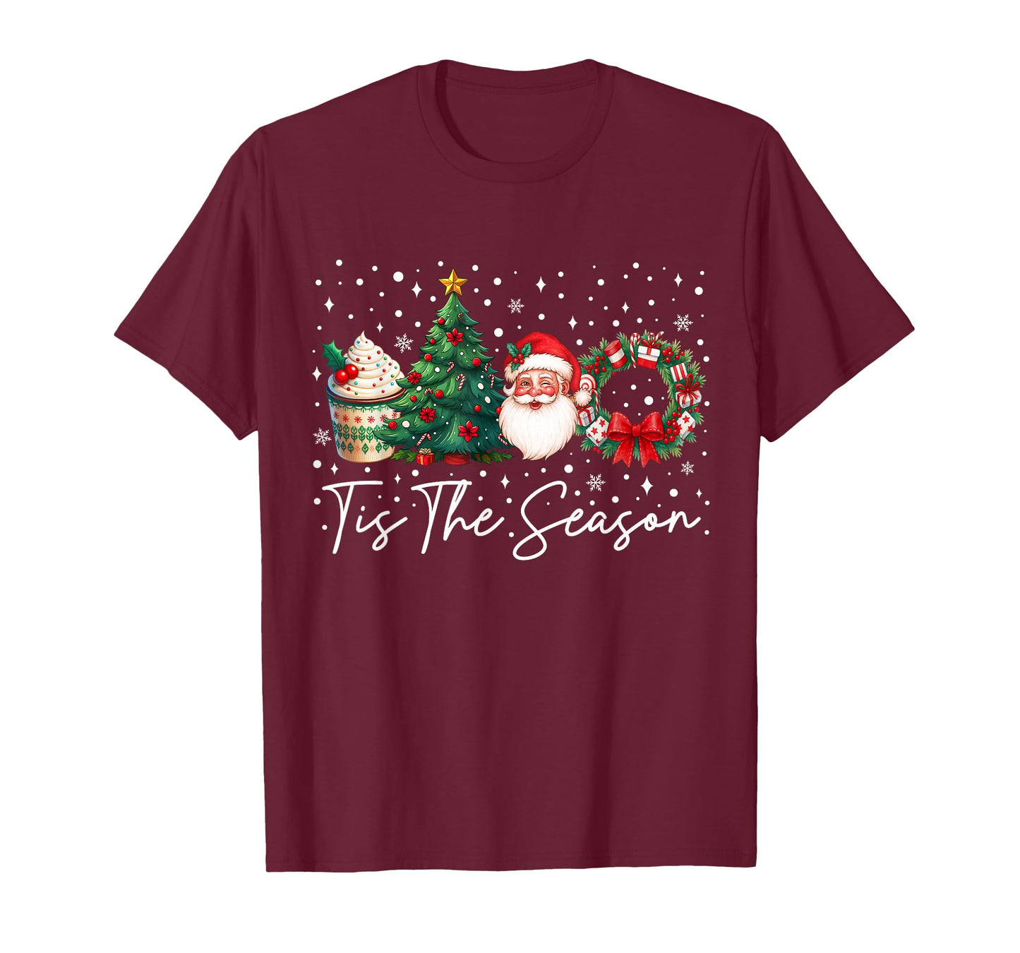 Tis The Season Santa Coffee Christmas Tree Matching Family T-Shirt