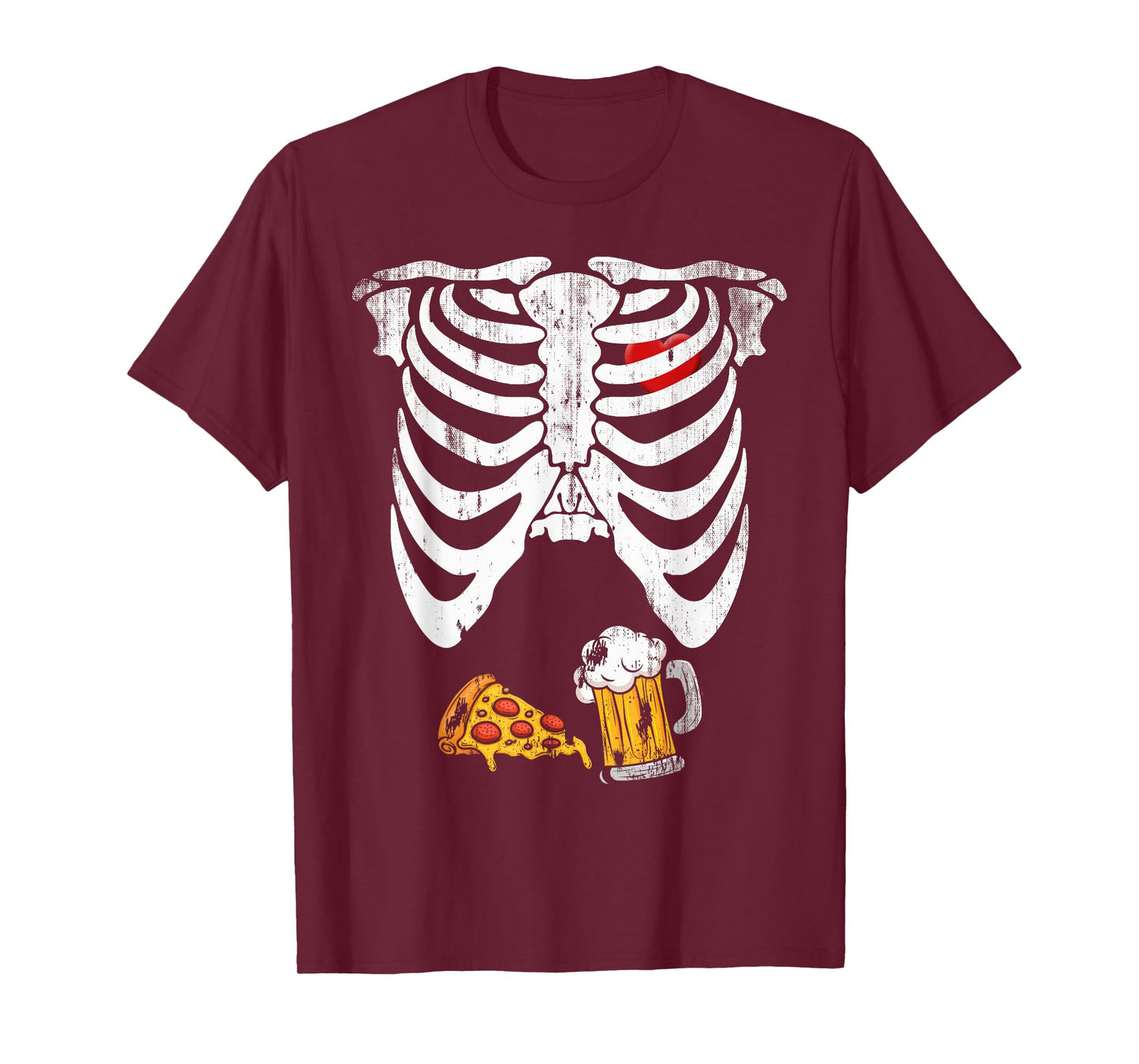 Skeleton Pregnancy Beer Pizza X-Ray Halloween Costume T-Shirt
