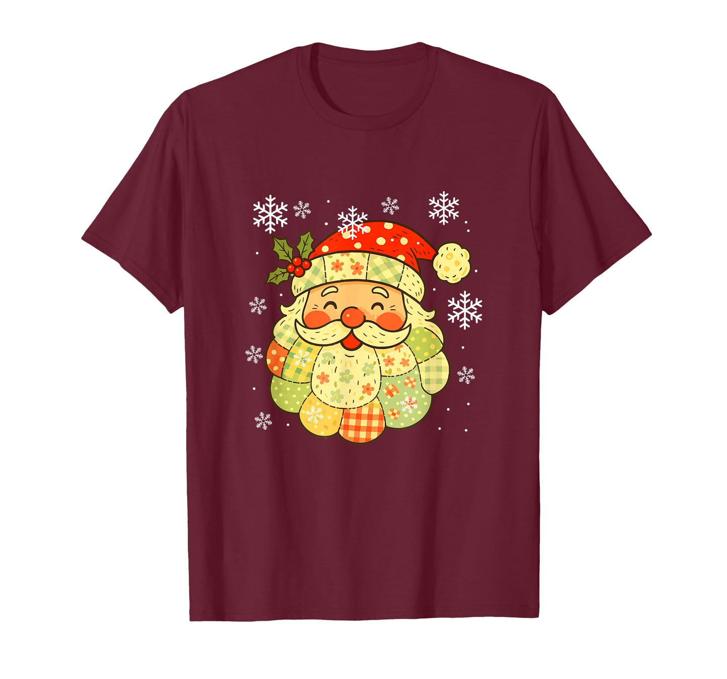 Funny Santa Face Christmas Floral Colorful Costume Family T-Shirt