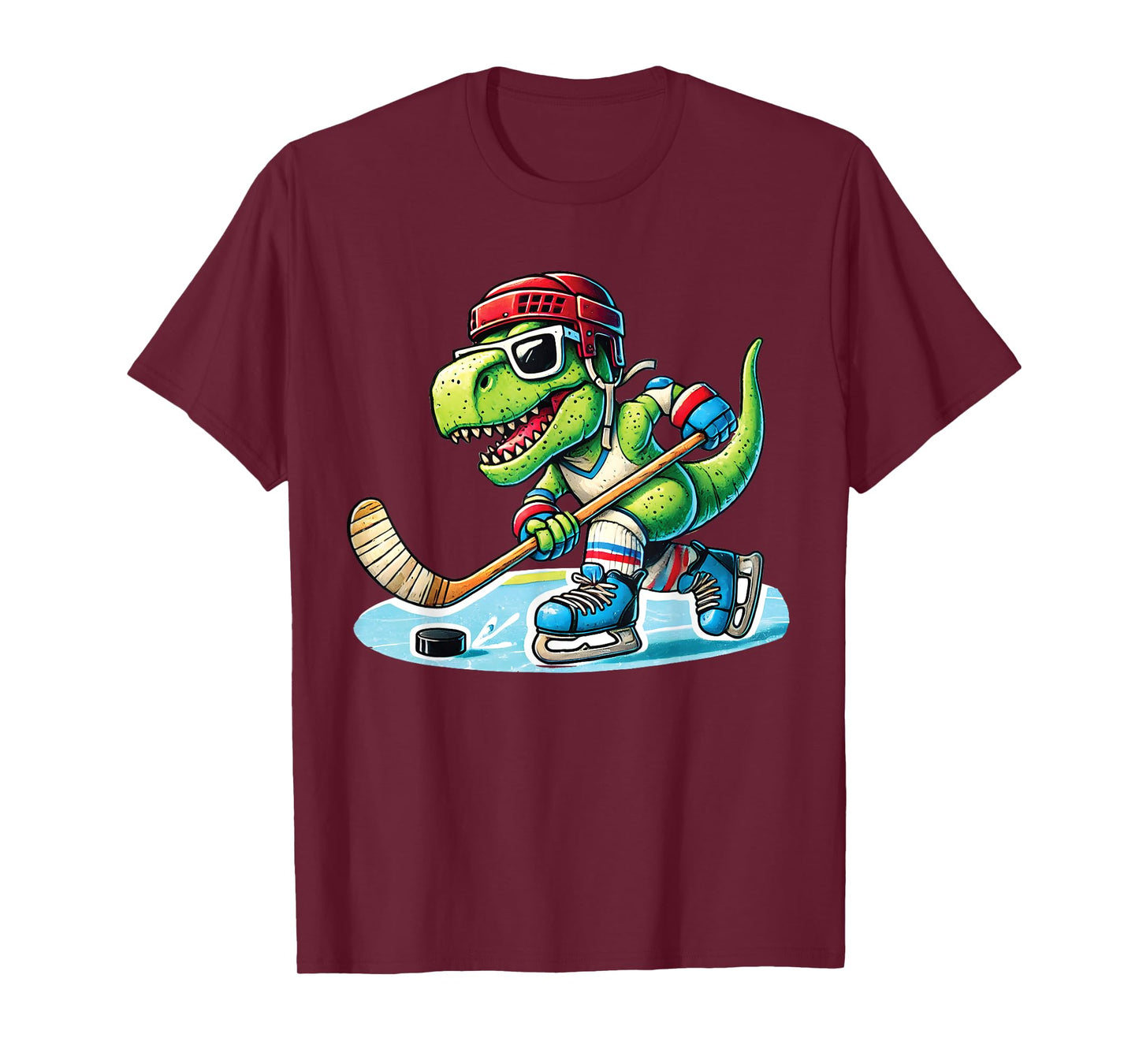 Hockeysaurus Dinosaur Ice Hockey Trex Kids Boys Ice Hockey T-Shirt