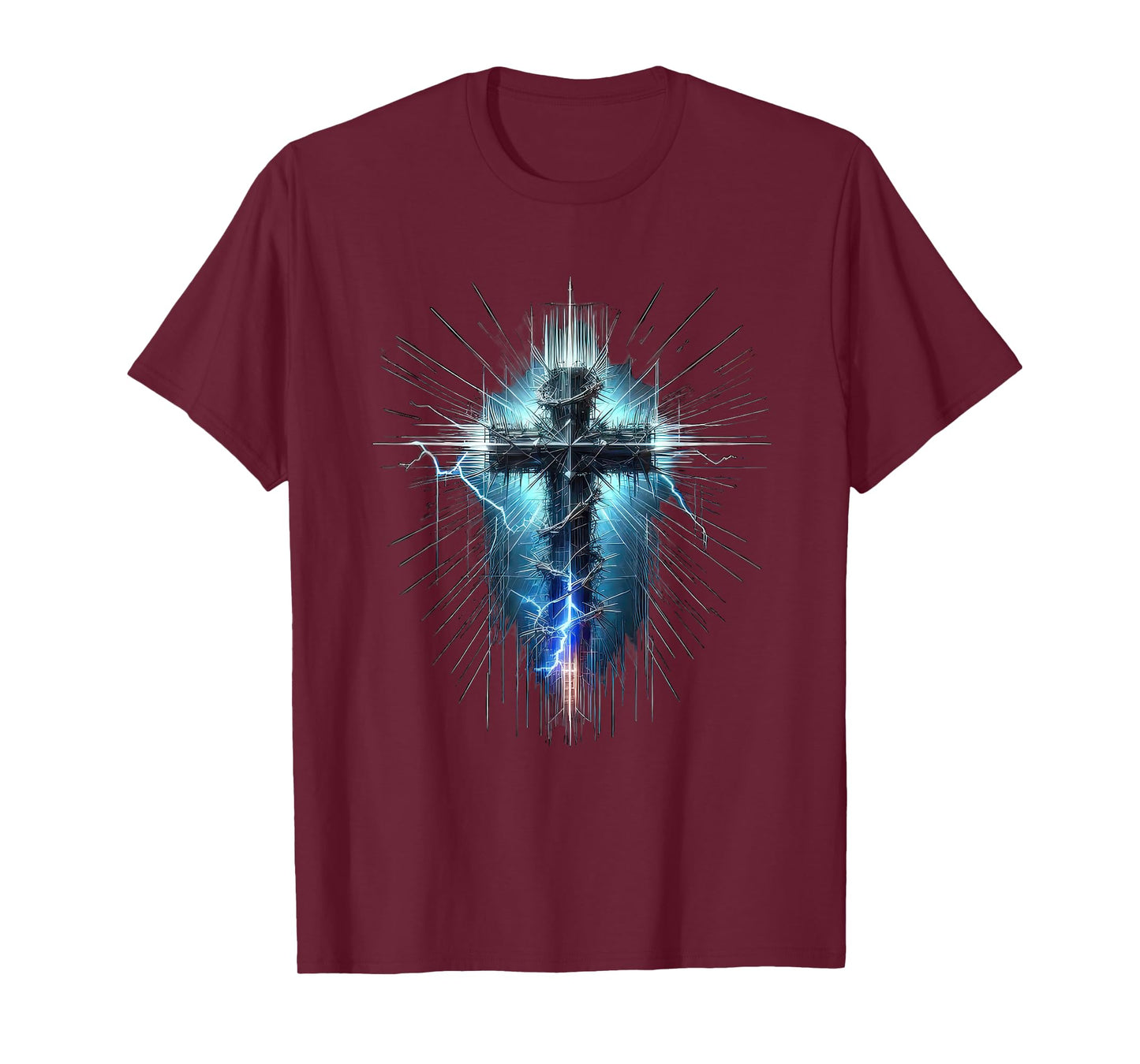 Christian Cross Punk Art Style Distressed Crown of thorns T-Shirt