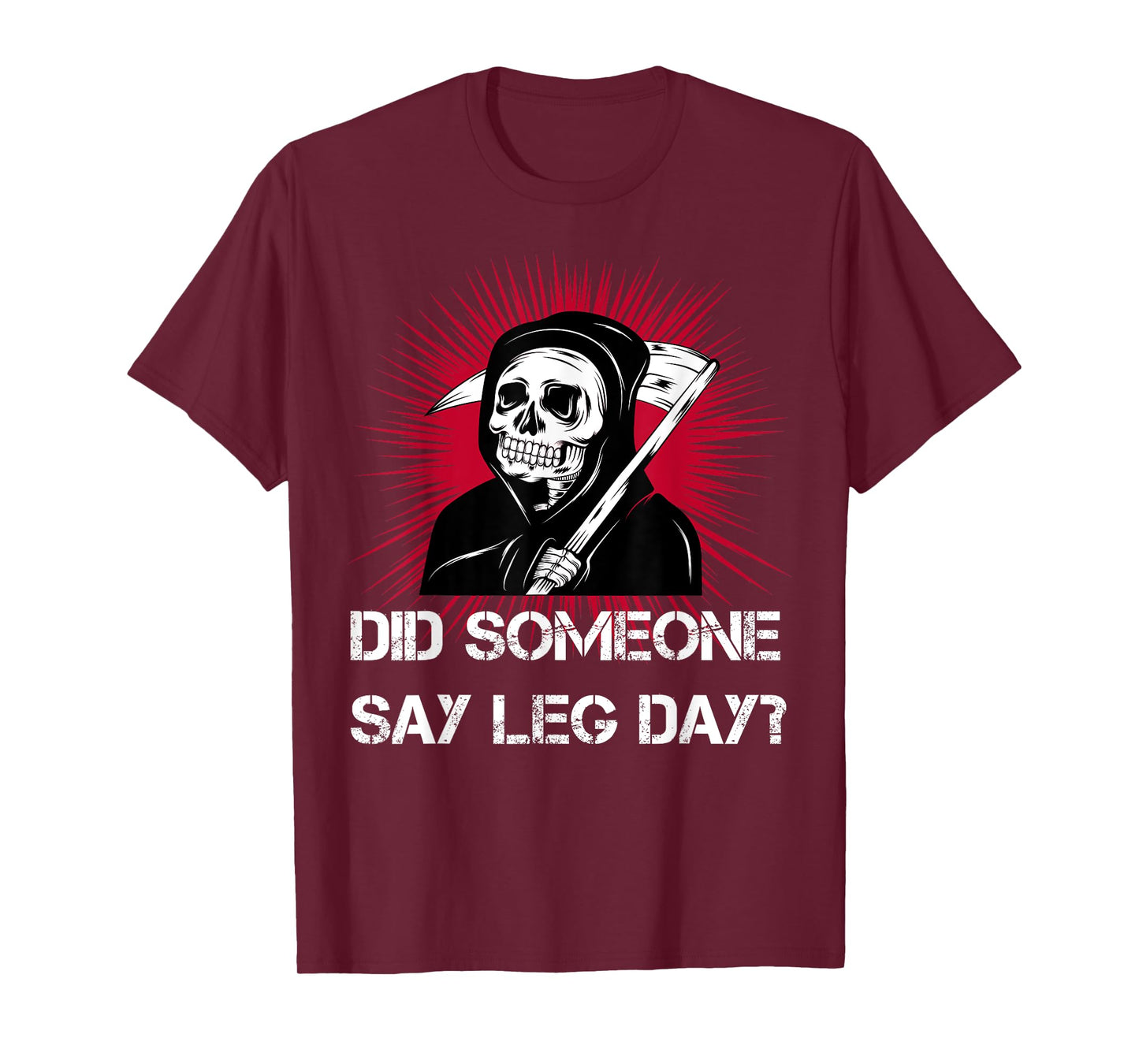 Grim Reaper Leg Day Black Metal skull and scythe gym T-Shirt