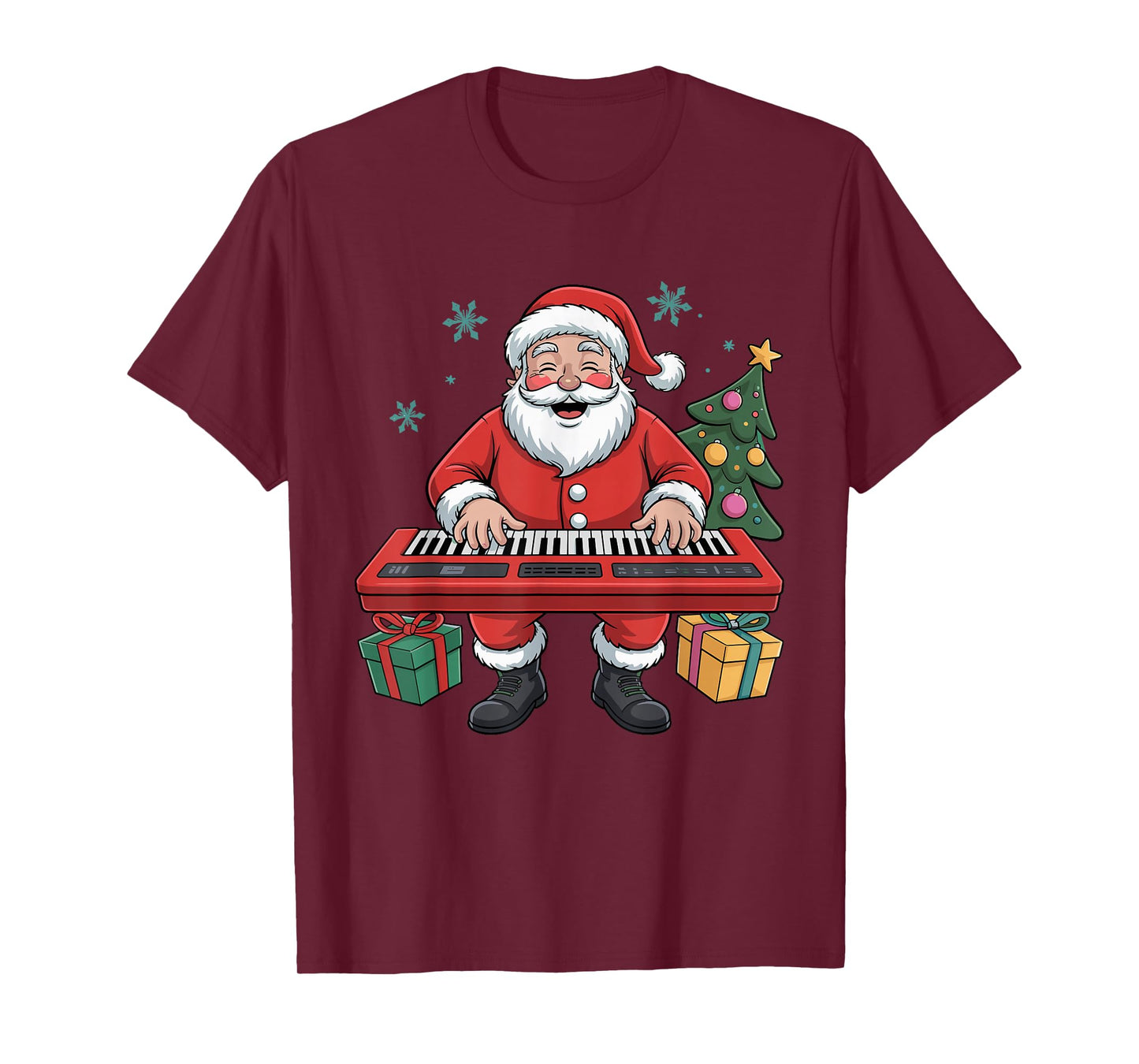 Funny Santa Playing Digital Keyboard Holiday Chrismas Pajama T-Shirt