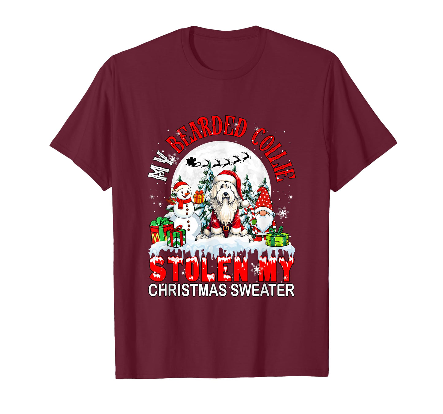 My Bearded Collie Stolen My Christmas Sweater Santa Dog T-Shirt