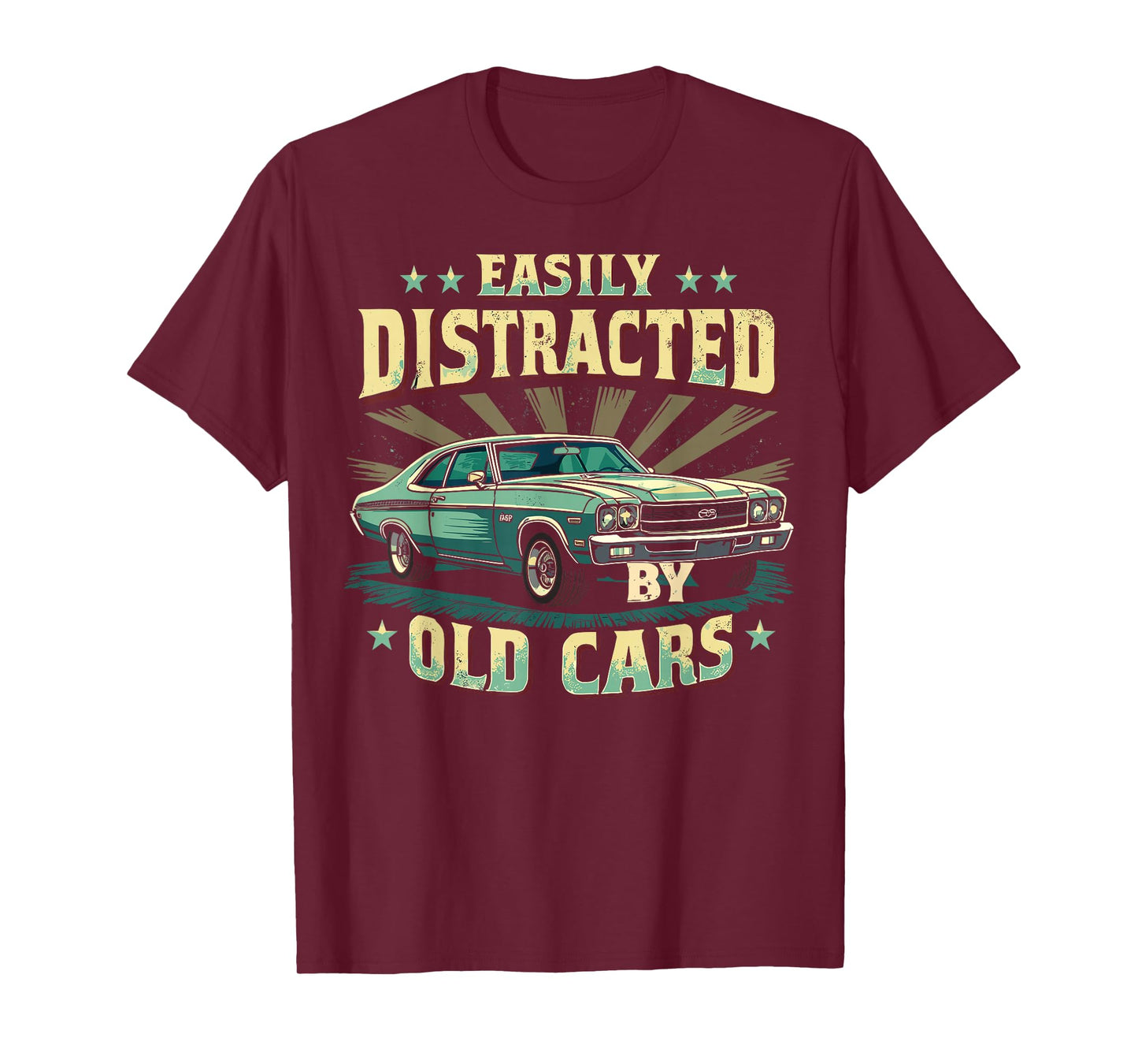 Easily Distracted by Classic Cars Funny Vintage Design T-Shirt