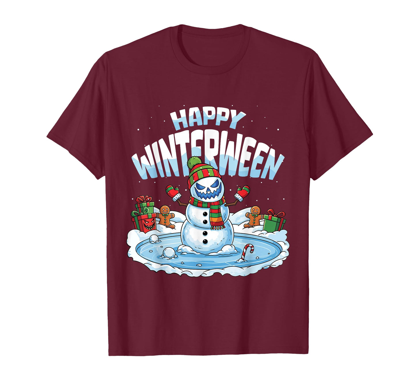 Happy Winterween Winter Halloween Christmas Snow Man T-Shirt