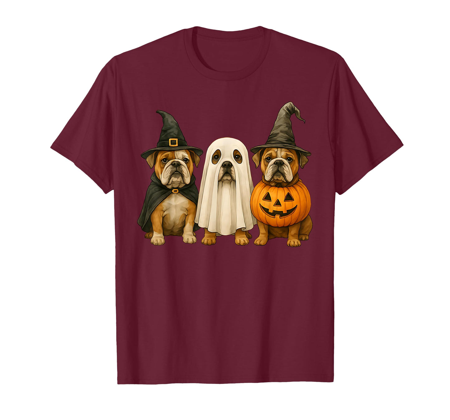 Bulldog Halloween Dog Witch Ghost Pumpkin T-Shirt
