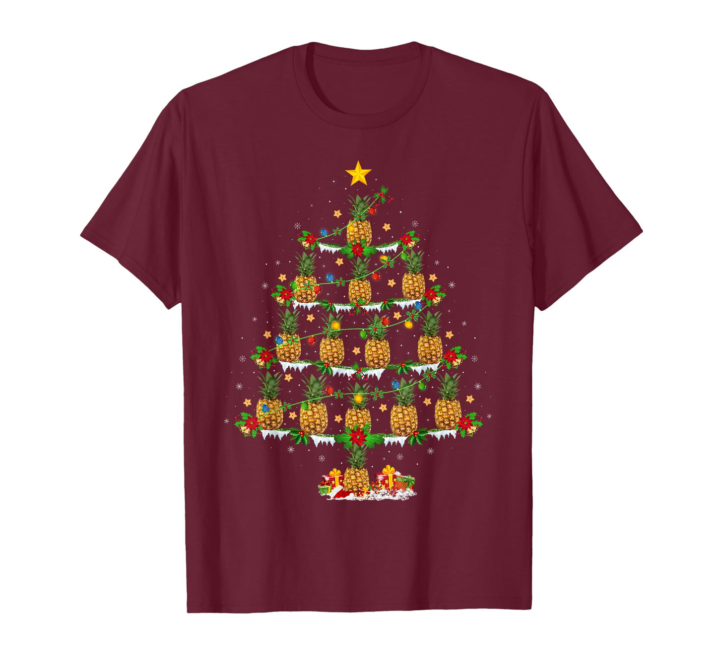 Pineapple Christmas Tree Lights Funny Pineapple Xmas T-Shirt