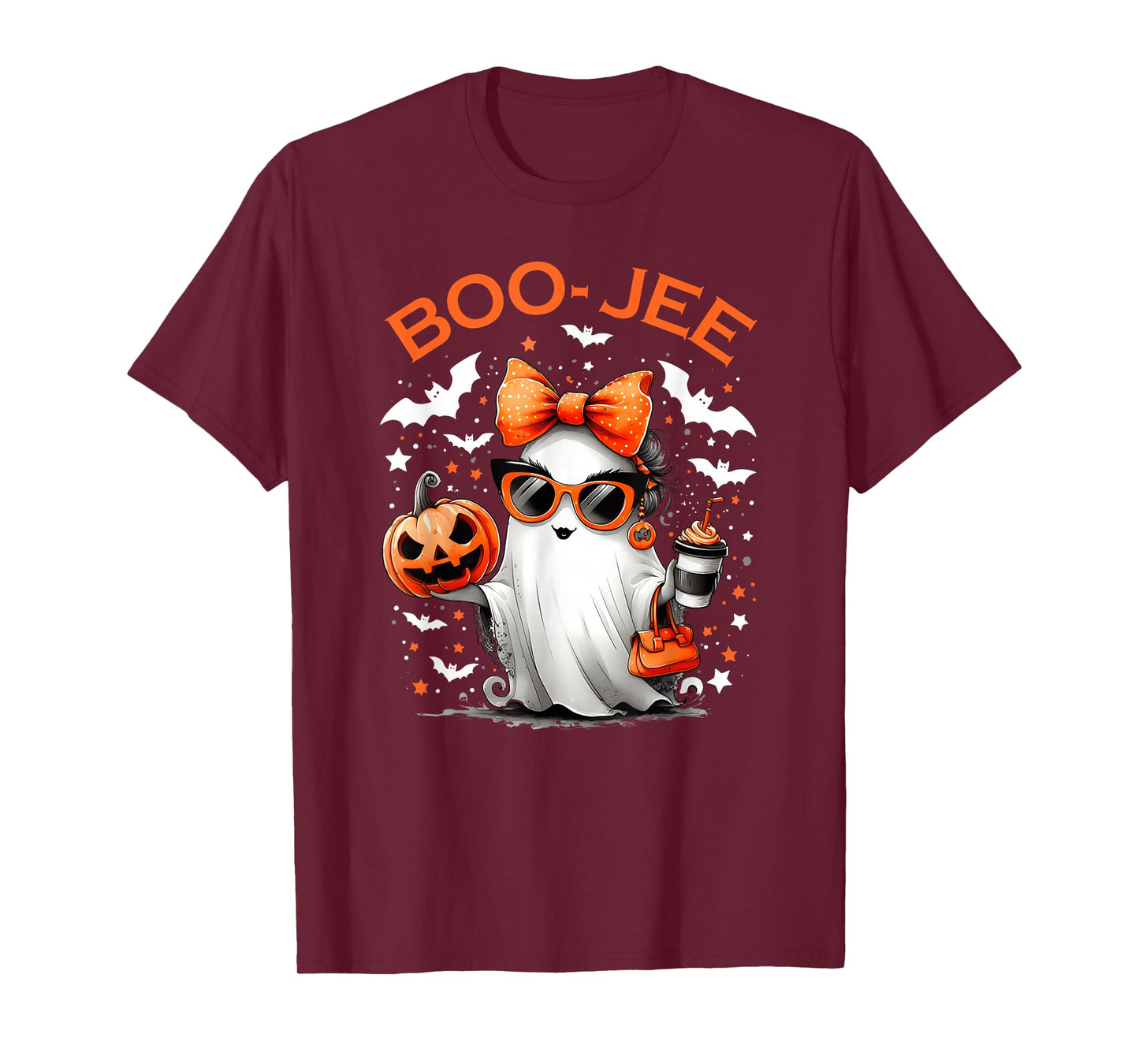 Coquette Leopard Ghost Coffee Boo-JEE Halloween Boujee Ghost T-Shirt
