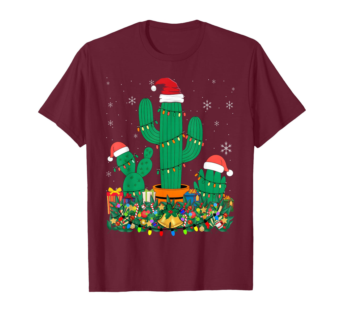 Saguaro Cactus with Santa Hat Christmas T-Shirt