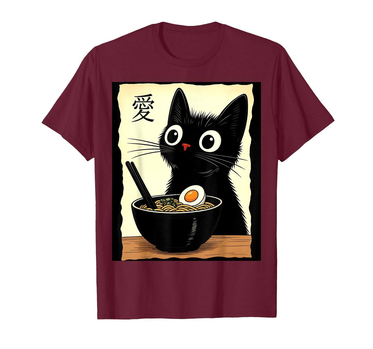 Kawaii Cat Eating Ramen Noodles Funny Anime Gift Girls Teens T-Shirt