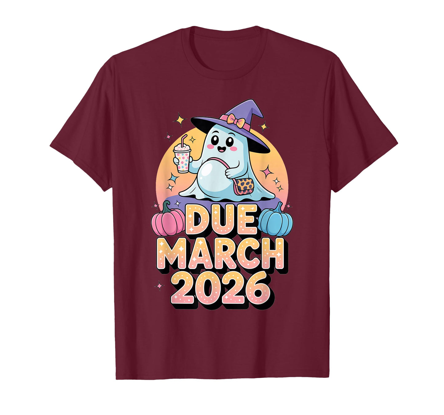 Halloween Pregnant Due March 2026 Mama Ghost Baby Mom T-Shirt